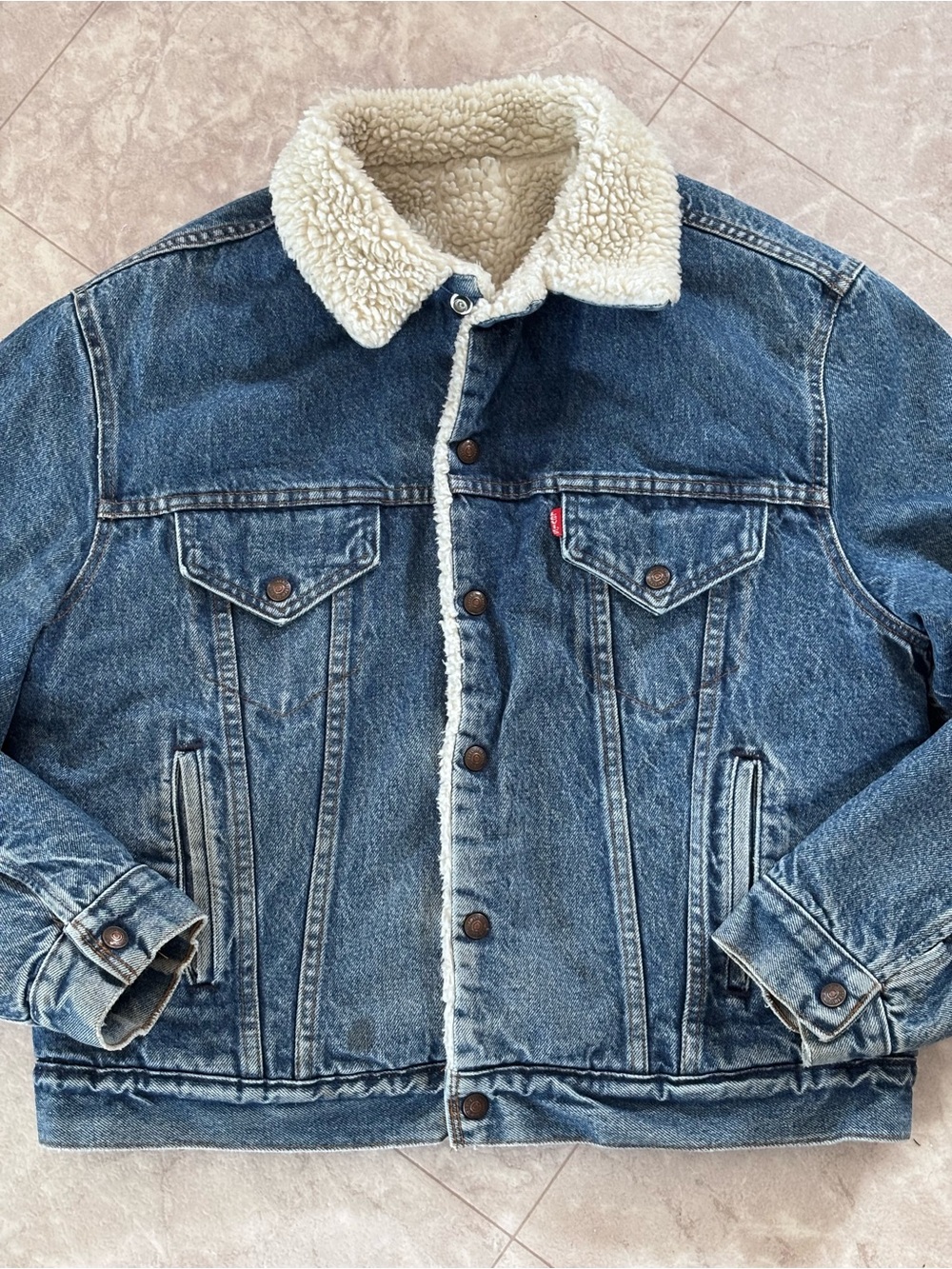 Vtg. Tier III Levis Sherpa Denim Jacket Mens Medium Blue Trucker Made USA 80s - Picture 10 of 12